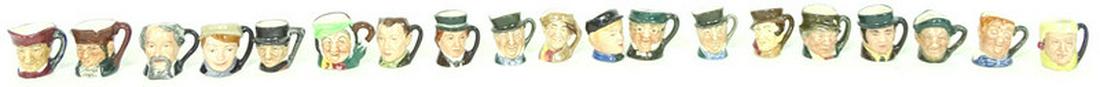 (19) Nineteen Royal Doulton Porcelain Toby Mugs: (19) Miniature Nineteen Royal Doulton Toby Mugs. Good condition. Measure Approx 1 inch. See photos for Titles.