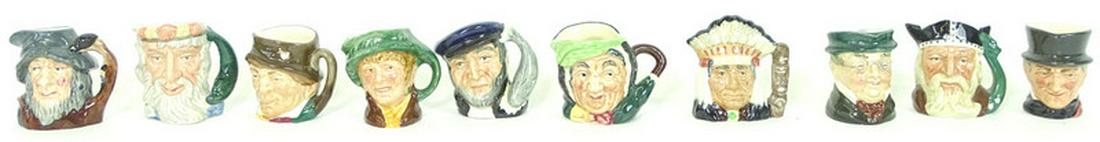 (10) Ten Royal Doulton Porcelain Toby Mugs: (10) Ten Royal Doulton Porcelain Toby Mugs. Approx 2 1/2 inches tall.