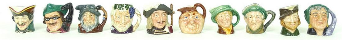 (10) Ten Royal Doulton Porcelain Toby Mugs.: (10) Ten Royal Doulton Porcelain Toby Mugs. Approx 2 1/2 inches tall.