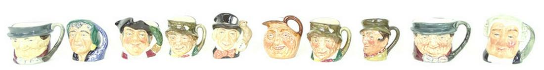 (10) Ten Royal Doulton Porcelain Toby Mugs.: (10) Ten Royal Doulton Porcelain Toby Mugs. Approx 2 1/2 inches to 3 inches tall.