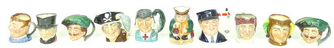 (10) Ten Royal Doulton Porcelain Toby Mugs.: (10) Ten Royal Doulton Porcelain Toby Mugs. Approx 3 1/2 to 4 inches tall.