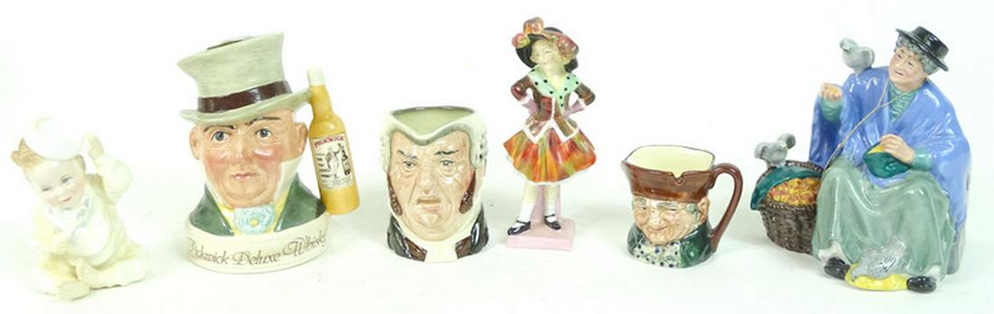 (6) Six Royal Doulton Porcelain Toby Figures: (6) Six Royal Doulton Porcelain Toby Figures. Tallest 5 1/2 inches tall, Smallest 2 inches.