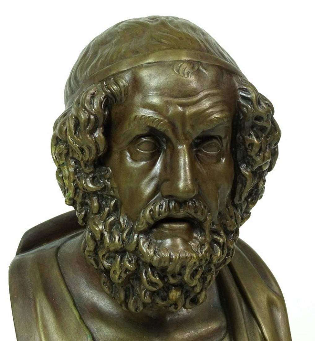 Continental Patinated Bronze Bust of Homer (1 of 3)