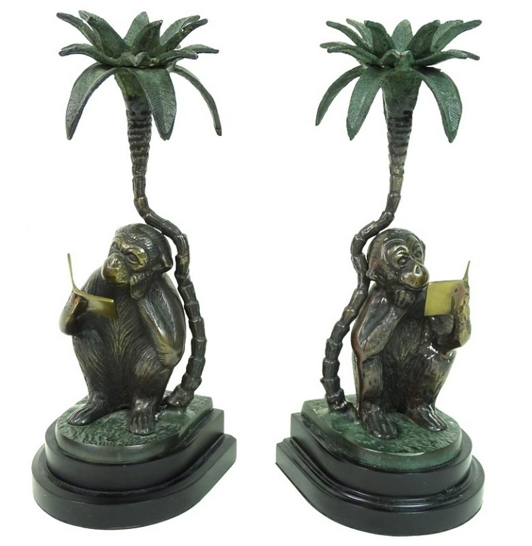 Maitland Smith Monkey Bronze Book Ends (1 of 4)