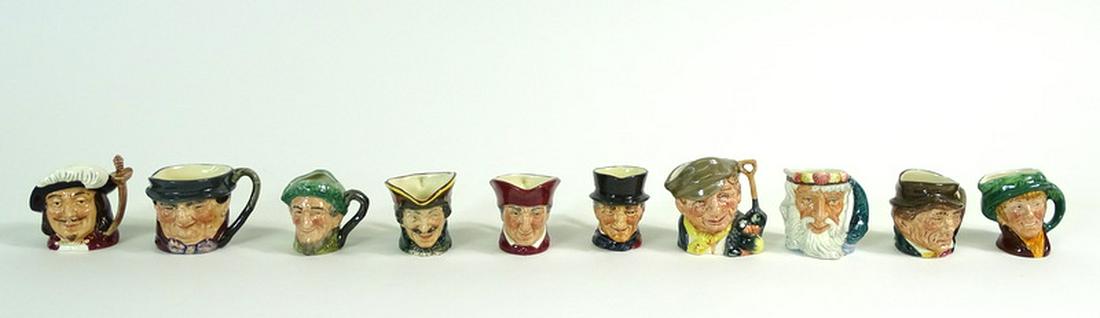 (10) Ten Royal Doulton Porcelain Toby Mugs.: (10) Ten Royal Doulton Porcelain Toby Mugs. Approx 2 1/2 inches tall.