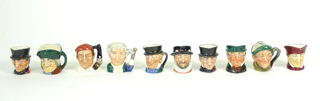 (10) Ten Royal Doulton Porcelain Toby Mugs.: (10) Ten Royal Doulton Porcelain Toby Mugs. Approx 2 1/2 inches tall.