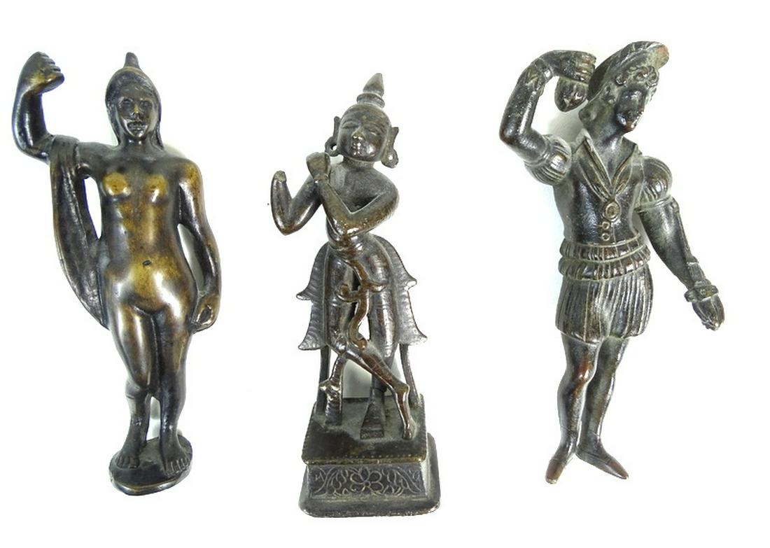 (3) Three Miniature Bronze European And Chinese St (1 of 3)