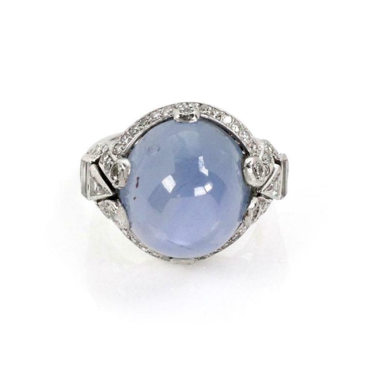 Art Deco 25.75ct Star Sapphire Diamond Dome Ring (1 of 3)