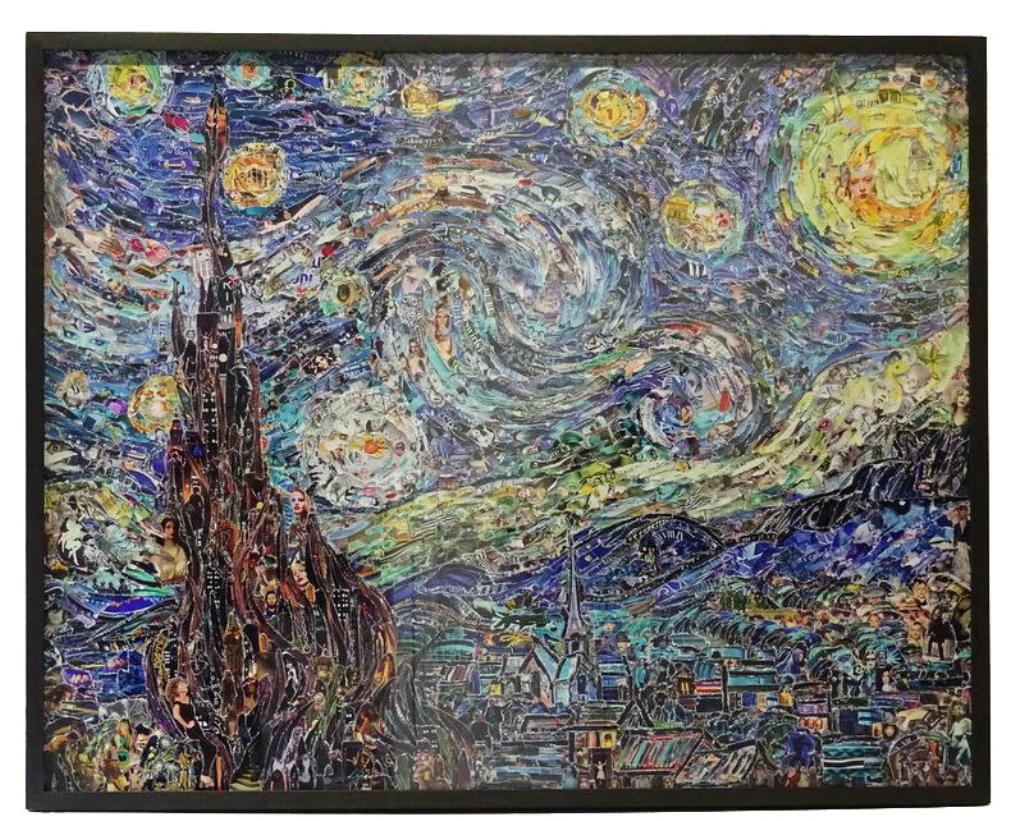 Vik Muniz Starry Night, Afer Van Gogh Digital: Vik Muniz (BRAZILIAN, 1961) Starry Night, After Van Gogh (Pictures of Magazine 2), 2012. Digital C Print. 101,6 x 127,5 Cm Format Image. Edition 5/6. XIPPAS Galerie Label. Total Framed Measures 41 1/2