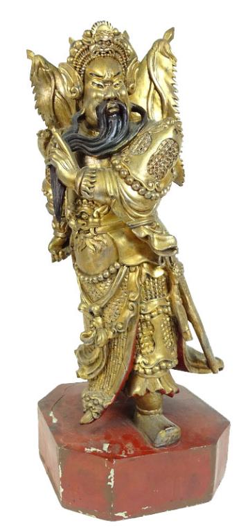 Antique Chinese Gilt Carved Wooden Warrior (1 of 8)
