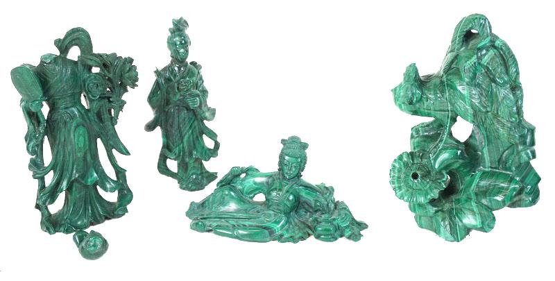 (4) Chinese Malachite Yuan Yin Carvings (1 of 1)