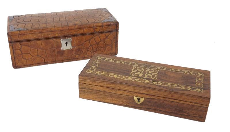 (2) Two European Decorative Boxes: (2) Two European Decorative Boxes. Cigar Boxes. Largest Measures 4 inches high x 9 1/2 inches long. Hallmarked. See photos. Second one Measures 2 1/2 inches high x9 inches long.