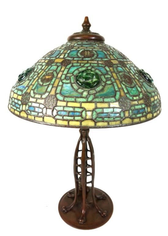 Large Signed Art Glass Glass Lamp And Bronze Base (1 of 20)