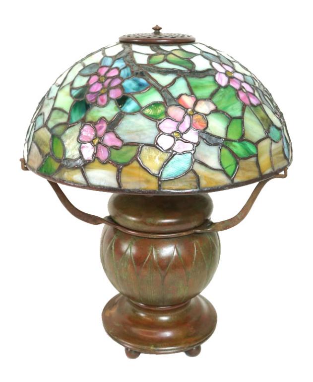 Signed Art Glass Shade And Signed Bronze Lamp Base (1 of 15)