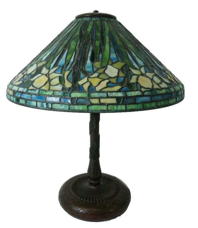 Signed Art Glass Shade And Bronze Base (1 of 17)