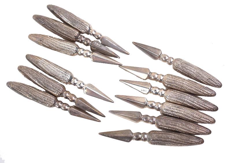 (12) Twelve Sterling Silver Corn Holders (1 of 1)