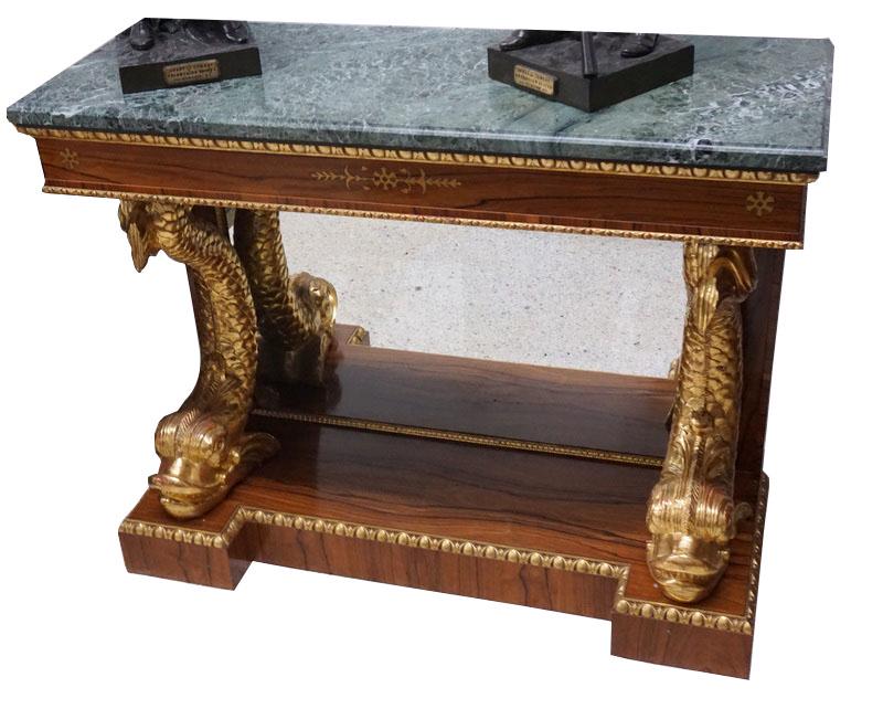 Marble Top Console Table Gilt Accents - Dolphin (1 of 1)