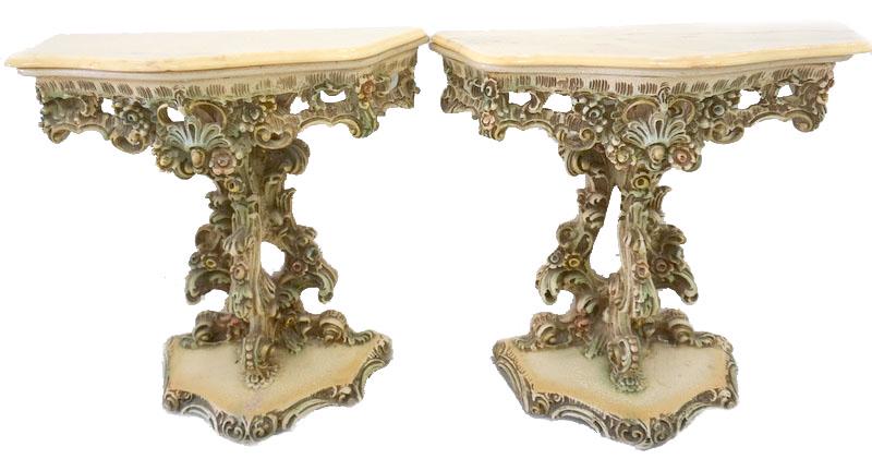 (2) Two Rococo French Style Tables: (2) Two Rococo French Style Tables. measures 25 x 26 x 10 inches deep