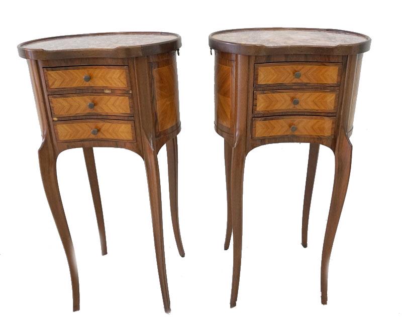 Pair of French Marble Top End Tables (1 of 1)
