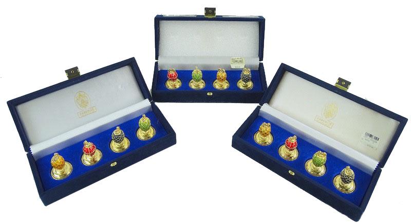 (3) Set of 4 Faberge Enameled Pineapple card holde (1 of 1)