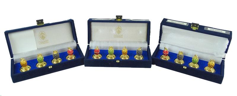 (3) Set of 4 Faberge Enameled Pineapple card (1 of 1)