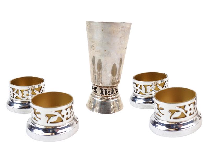 Bier Sterling Silver Kiddish Cup and 4 Candle (1 of 1)