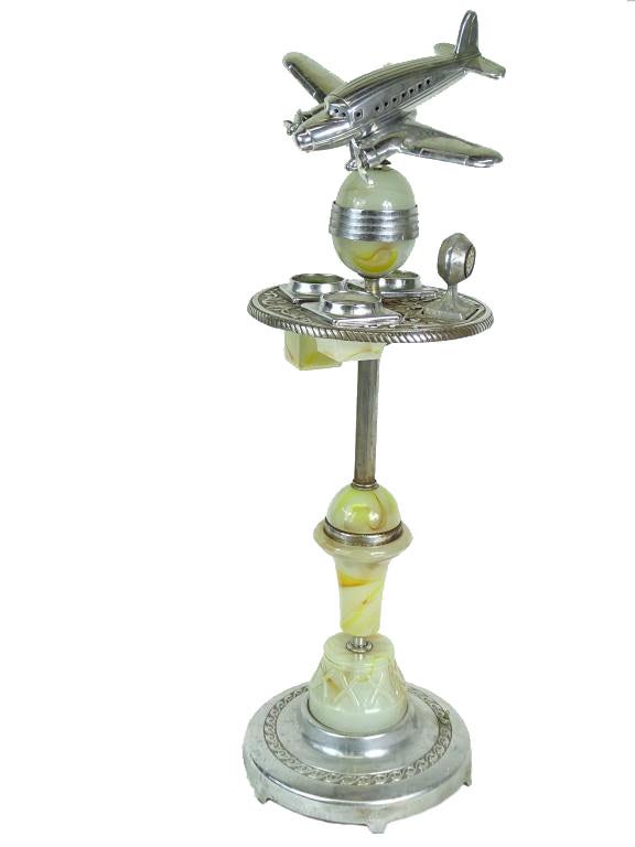 1930s Art Deco aluminum and agate glass Smoking (1 of 5)