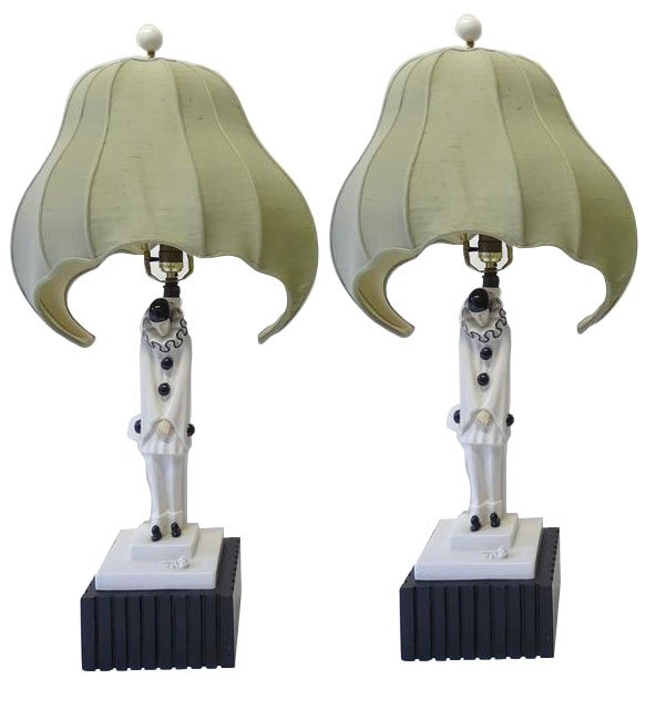 Pair of Rare Art Deco Roland Paris Porcelain lamps (1 of 2)