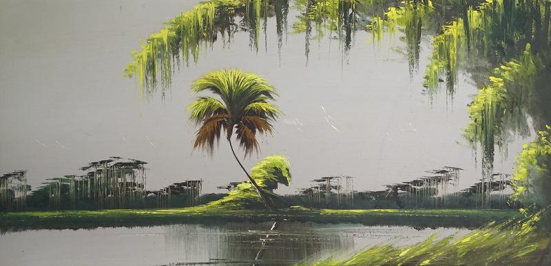 James Gibson Florida Highwaymen: James Gibson Florida Highwaymen. Oil Painting 25 inches high x 49 inches wide. Signed Lower right.