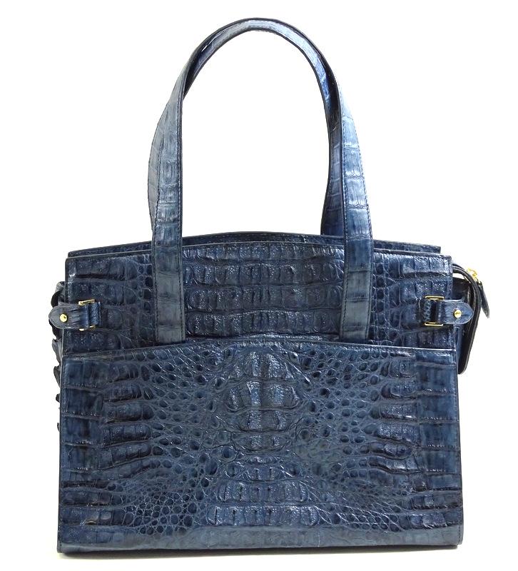 Eileen Kramer Navy Caiman Crocodile Tote (1 of 7)