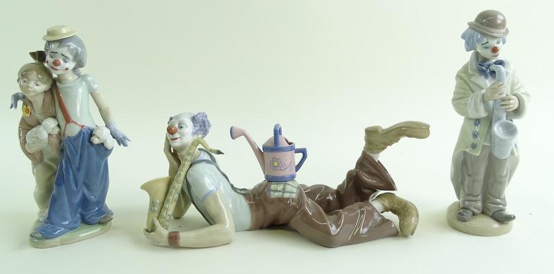 (3) Three Lladro Clown Porcelain Figures (1 of 1)