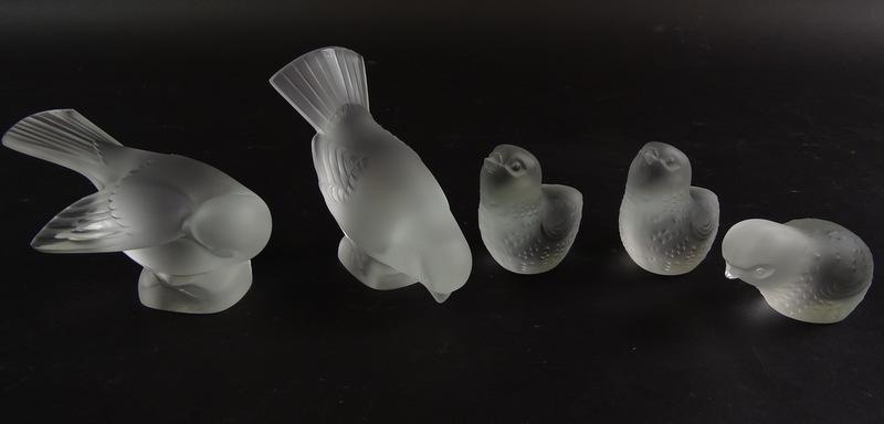 (5) Collection of five Lalique Bird Figures (1 of 3)