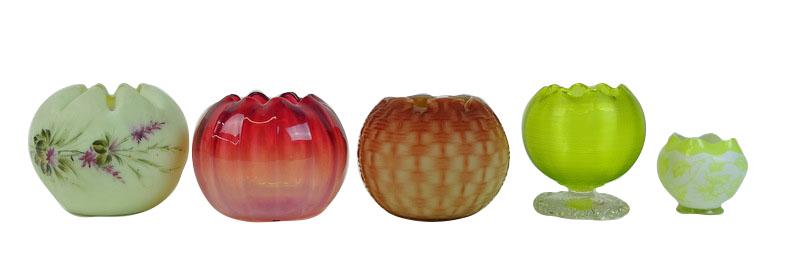 Five (5) Collectible Art Glass Rose Bowls (1 of 7)