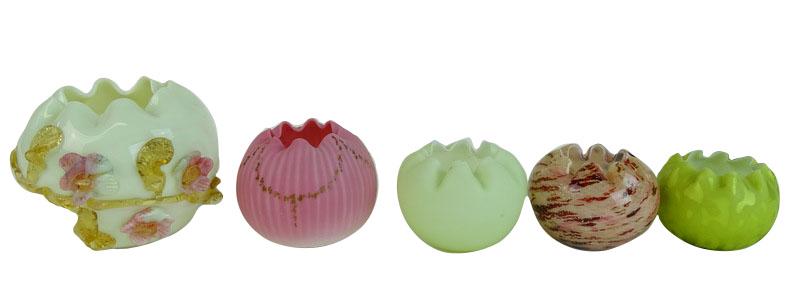 Five (5) Collectible Art Glass Rose Bowls (1 of 9)