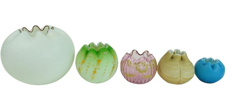 Five (5) Collectible Art Glass Rose Bowls (1 of 15)