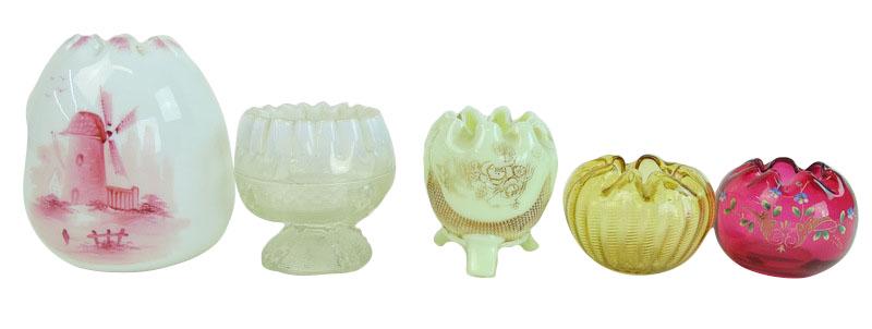 Five (5) Collectible Art Glass Rose Bowls (1 of 12)