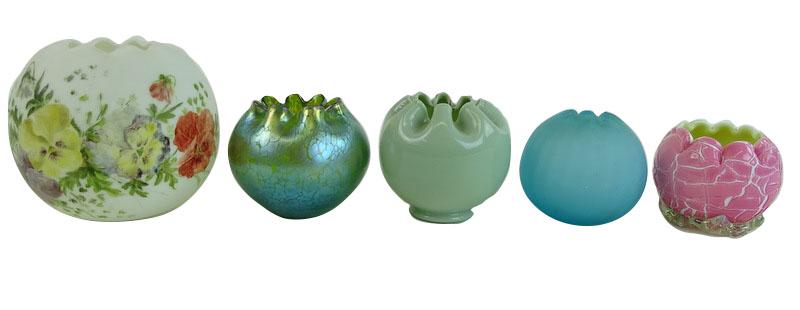 Five (5) Collectible Art Glass Rose Bowls (1 of 8)