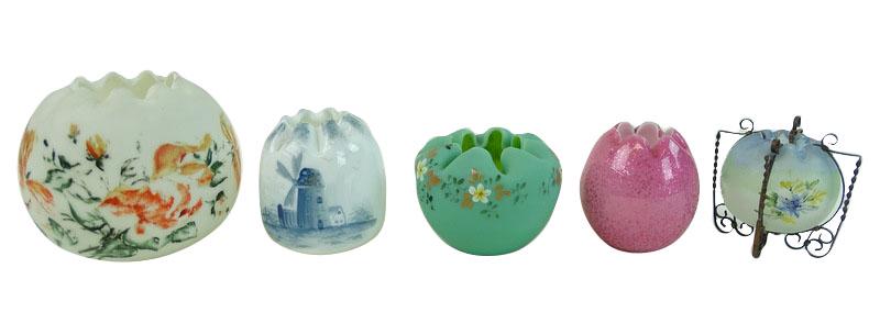 Five (5) Collectible Art Glass Rose Bowls (1 of 8)