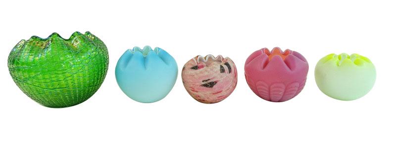 Five (5) Collectible Art Glass Rose Bowls (1 of 7)