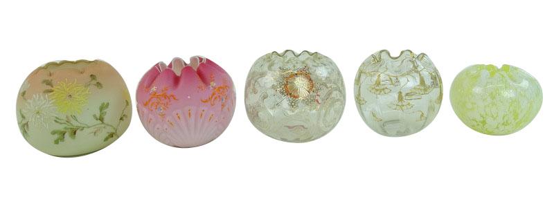 Five (5) Collectible Art Glass Rose Bowls (1 of 7)