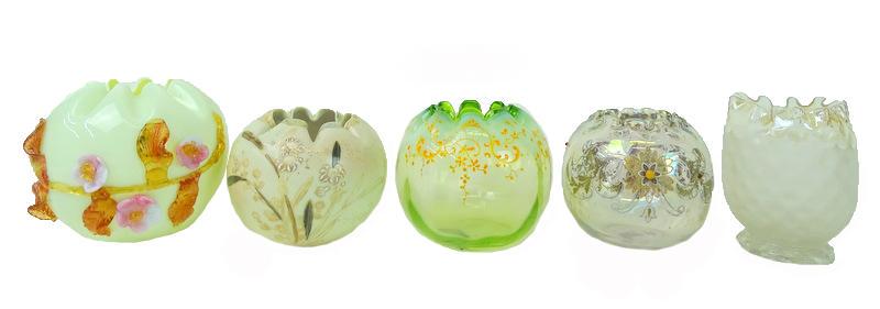 Five (5) Collectible Art Glass Rose Bowls (1 of 7)