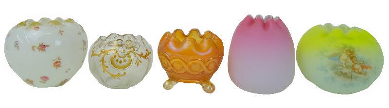 Five (5) Collectible Art Glass Rose Bowls (1 of 8)