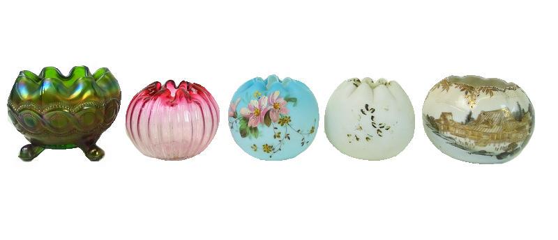 Five (5) Collectible Art Glass Rose Bowls (1 of 8)