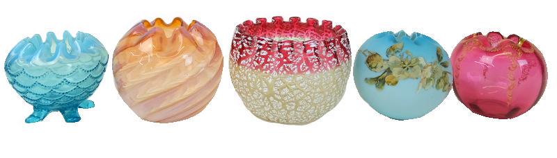 Five (5) Collectible Art Glass Rose Bowls (1 of 8)