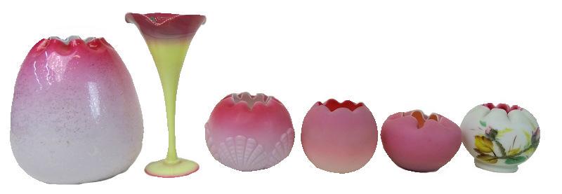 Six (6) Collectible Art Glass Pink Rose Bowls (1 of 8)