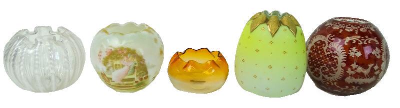 Five (5) Collectible Art Glass Rose Bowls (1 of 9)