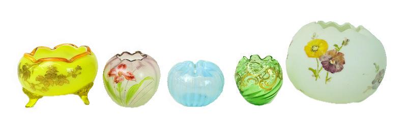 Five (5) Collectible Art Glass Rose Bowls (1 of 8)