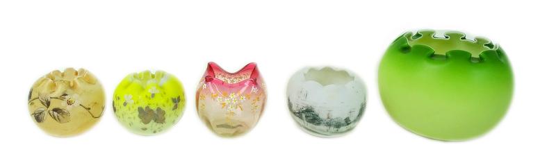 Five (5) Collectible Art Glass Rose Bowls (1 of 8)