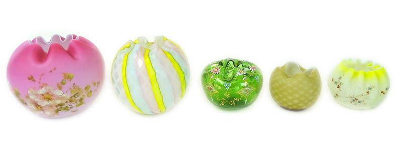 Five (5) Collectible Art Glass Rose Bowls (1 of 8)