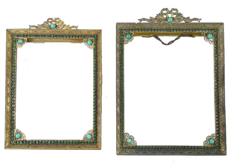 French Pair of Jeweled Bronze Gem Stone Frames. (1 of 9)